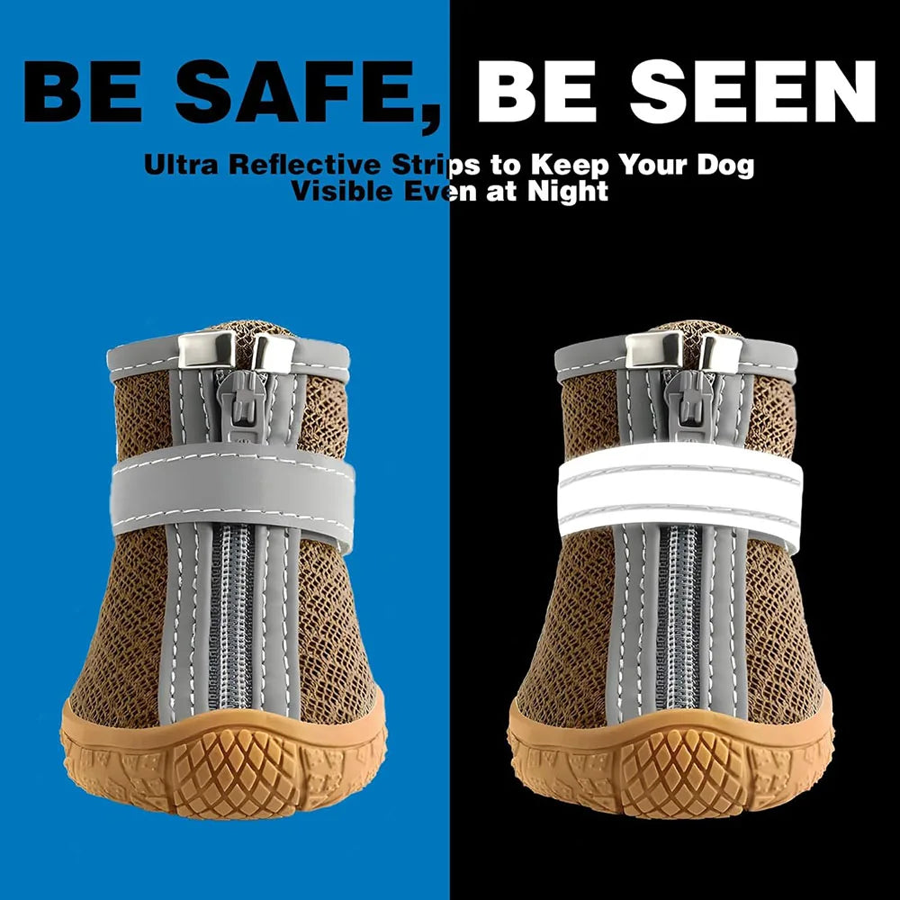 Breathable Mesh Dog Shoes Waterproof Anti Slip Puppy Booties for Doggy Hot Pavement Winter Snow Hiking Travel Dog Paw Protectors