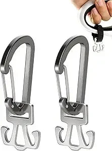 2 Pack Used Dog Poop Bag Holder for Leash, Metal Waste Bag Carrier with Carabiner Clip and Hook-and-Loop Fastener Suitable for