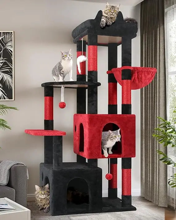 Gothic Cat Tower for Indoor Cats, Heavy Duty Goth Cat Trees for Large Cats Adult Big Cats Maine Coon Cat Tree with Scr