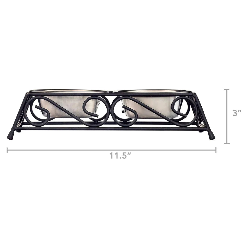 Stainless Steel Elevated Pet Food Bowl Set with Double Diner Removable Insert Rustproof Design Dogs Cats Heavy Duty