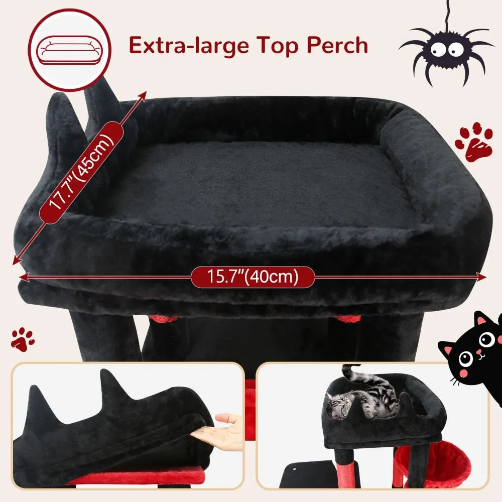 Gothic Cat Tower for Indoor Cats, Heavy Duty Goth Cat Trees for Large Cats Adult Big Cats Maine Coon Cat Tree with Scr