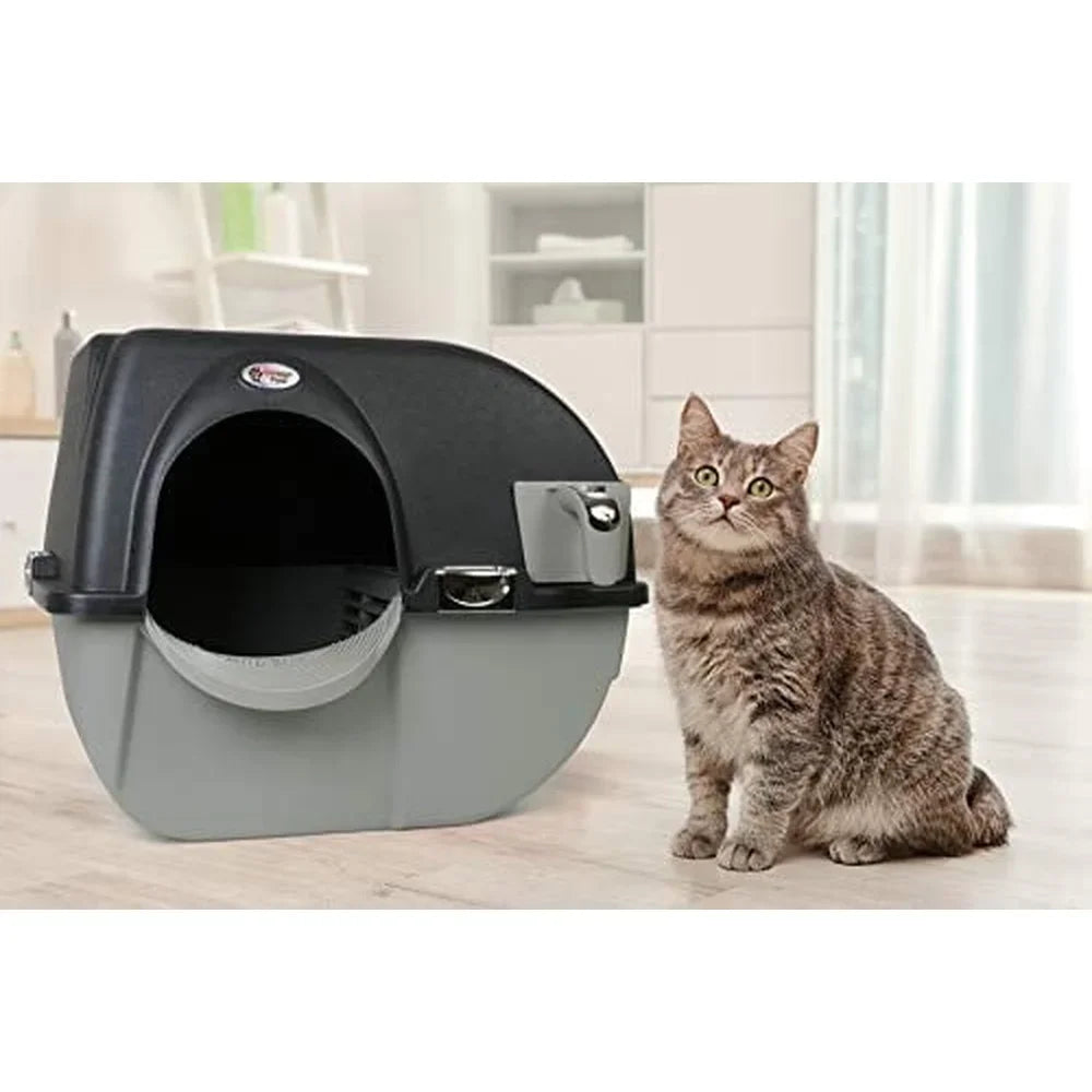 Automatic Self-Cleaning Cat Litter Box with Pull-Out Waste Tray Durable Sifting Grill Easy Cleanup Solution