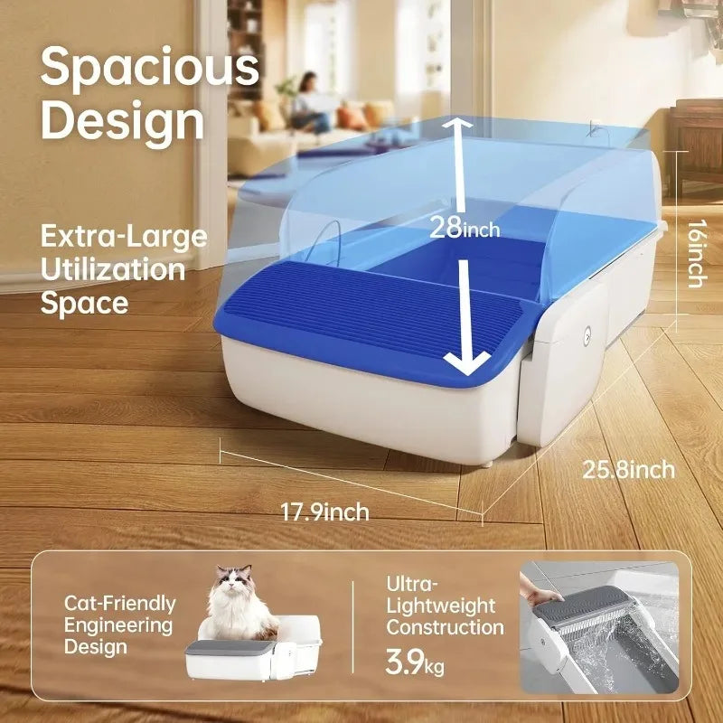 Automatic Smart Cat Litter Box Scooping Open Semi-enclosed Litter Tray Self-cleaning Cat Sandbox Cats Toilet Large Pet Supplies