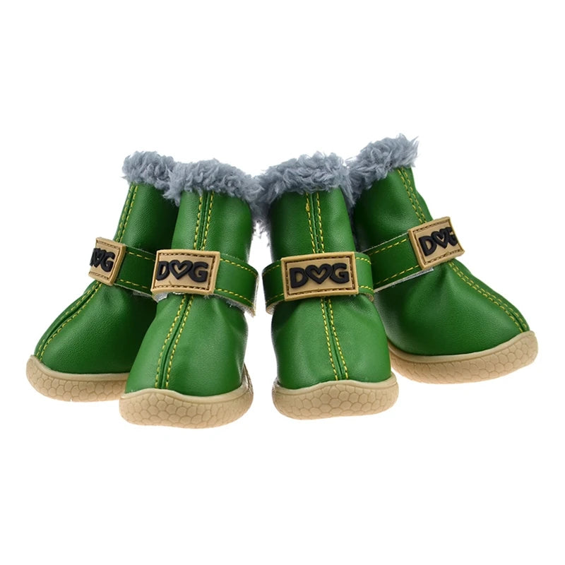 4pcs Winter Dog Shoes Waterproof Shoes For Small Medium Dogs Winter Snow Boots For Dogs Warm Chihuahua Teddy Puppy Shoes