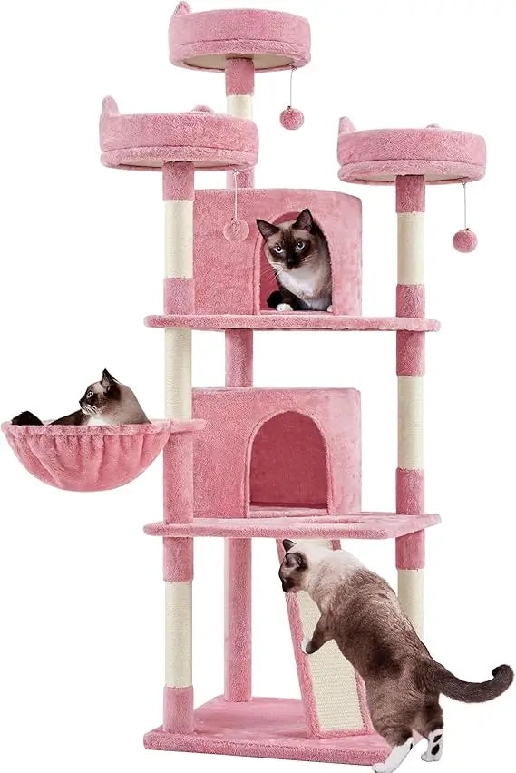 Cat Tree Cat Tower, Multilevel Cat Condo with Sisal Scratching Post as Indoor Cats Play House, Beige