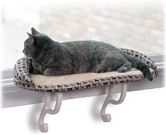 Pet Products Bolster Kitty Sill Cat Window Perch Bed for Large Cats, Orthopedic Window Hammock Holds 40 lbs, Washable Cover,