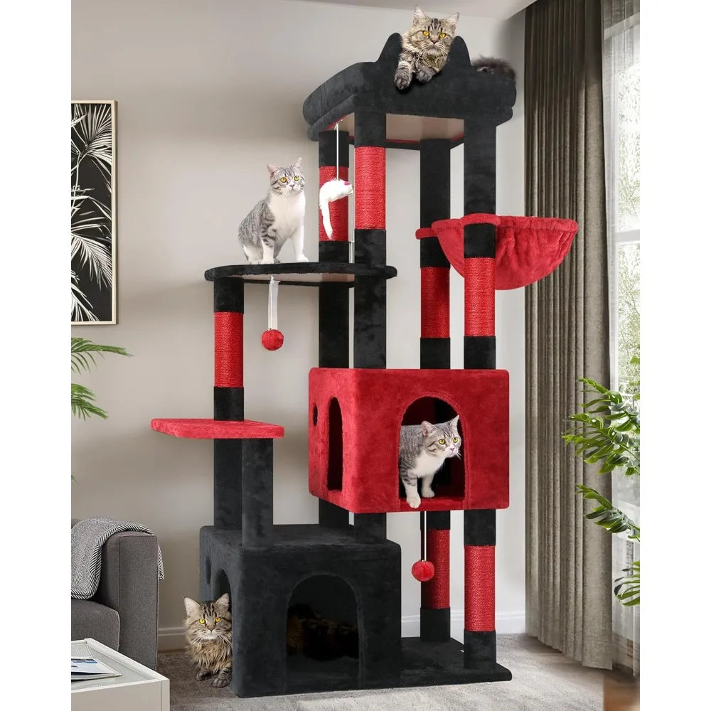 Gothic Cat Tower for Indoor Cats, Heavy Duty Goth Cat Trees for Large Cats Adult Big Cats Maine Coon Cat Tree with Scr