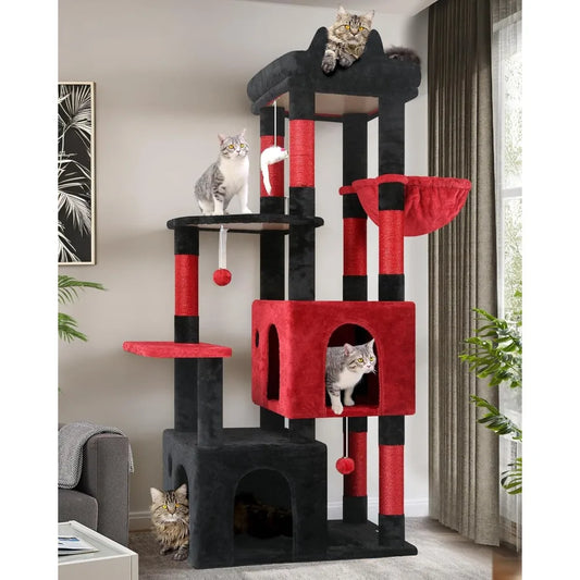 Gothic Cat Tower for Indoor Cats, Heavy Duty Goth Cat Trees for Large Cats Adult Big Cats Maine Coon Cat Tree with Scr
