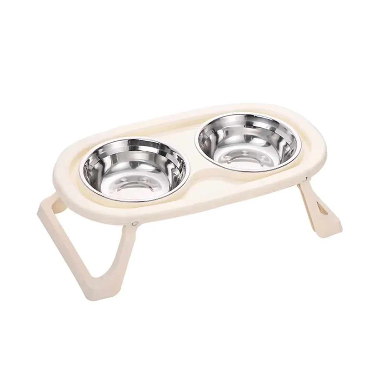 1PC Foldable Stainless Steel Pet Bowl Cat Food Bowl Cat Bowl Dog Food Bowl Neck Protection High Foot Double Bowl Cute bowl Dog