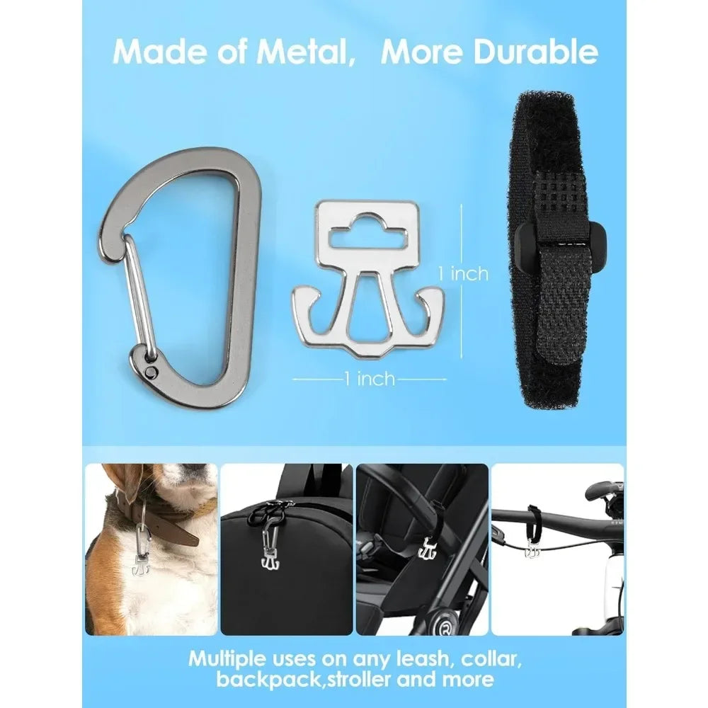 2 Pack Used Dog Poop Bag Holder for Leash, Metal Waste Bag Carrier with Carabiner Clip and Hook-and-Loop Fastener Suitable for
