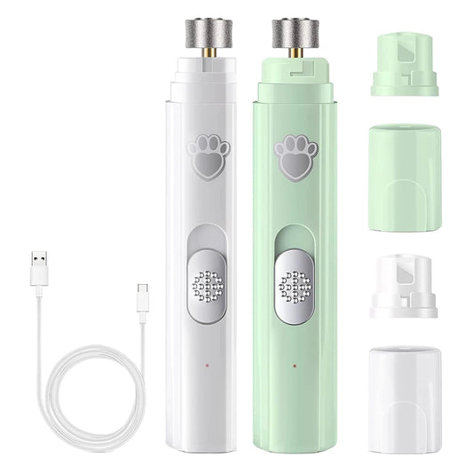 Electric Dog Nail Grinder Low-Noise LED Light Pet Nail Trimmers Painless 2-Speed with Polisher Wheel for Small/Medium/Large Pets