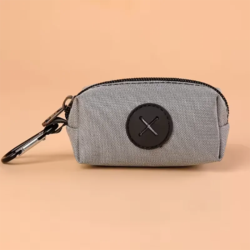 Canvas Dog Poop Bag Holder, Outdoor Pet Waste Bag Dispenser with Carabiner Clip, Animal Waste Collection Pouch