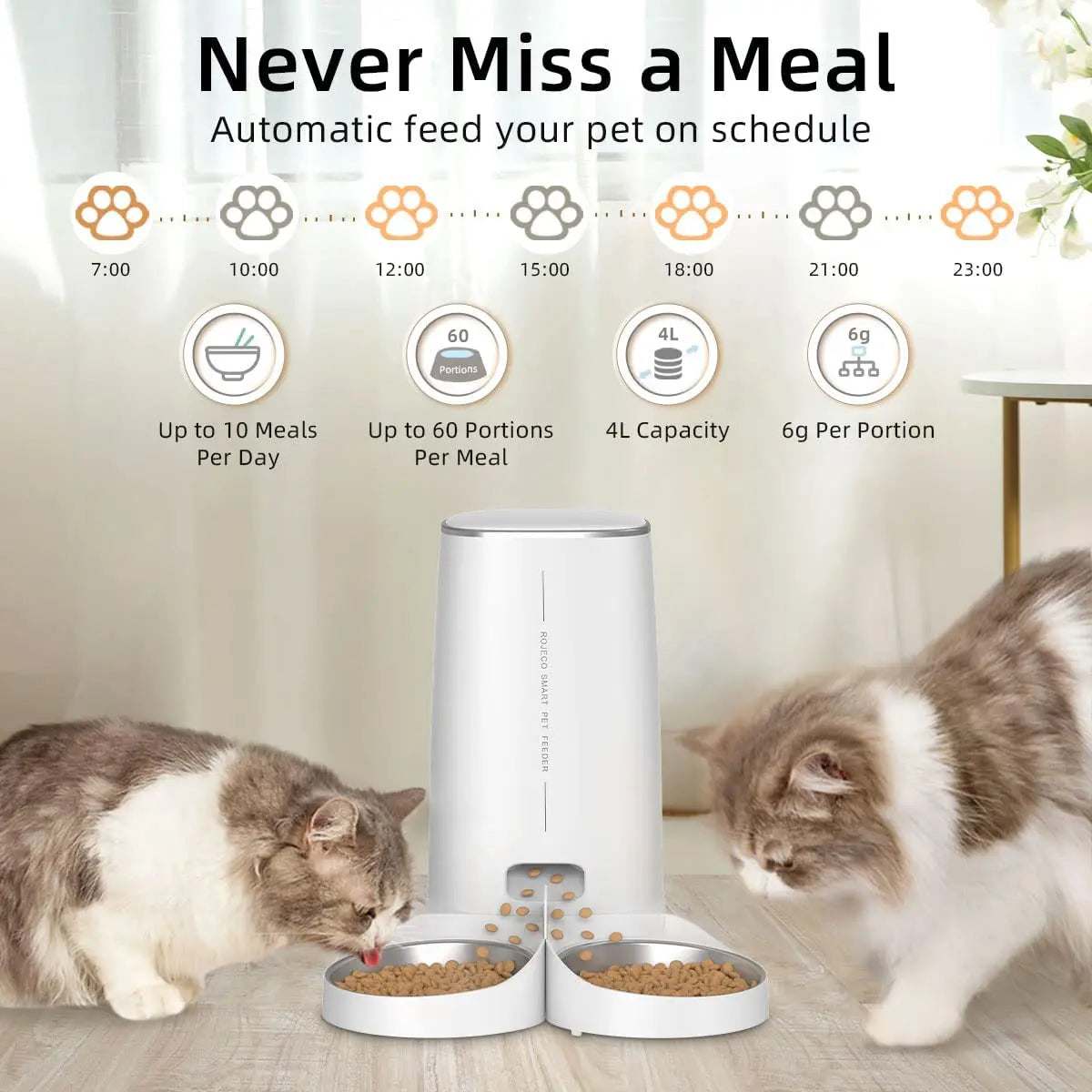 Automatic Cat Feeder Pet Smart Cat Food Kibble Dispenser Remote Control WiFi Auto Feeder For Cats Dog Accessories