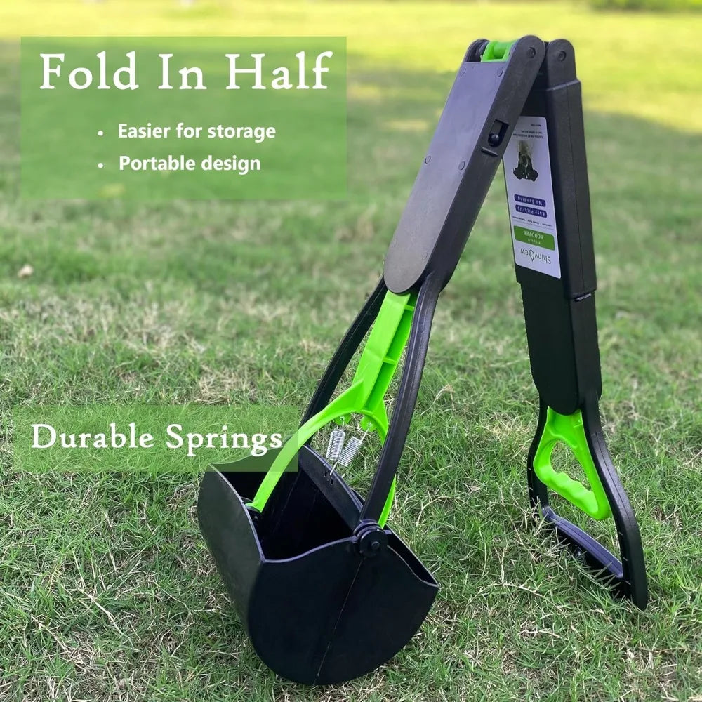 32" Pooper Scooper for Large Medium Small Dogs with Bag Attachment, Extra Long Handle Heavy Duty with 30 Dog Poop Bags & 1 Dispe