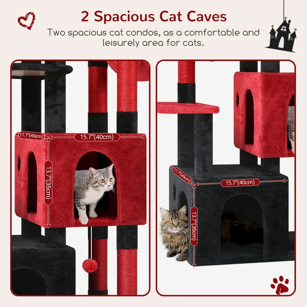Gothic Cat Tower for Indoor Cats, Heavy Duty Goth Cat Trees for Large Cats Adult Big Cats Maine Coon Cat Tree with Scr