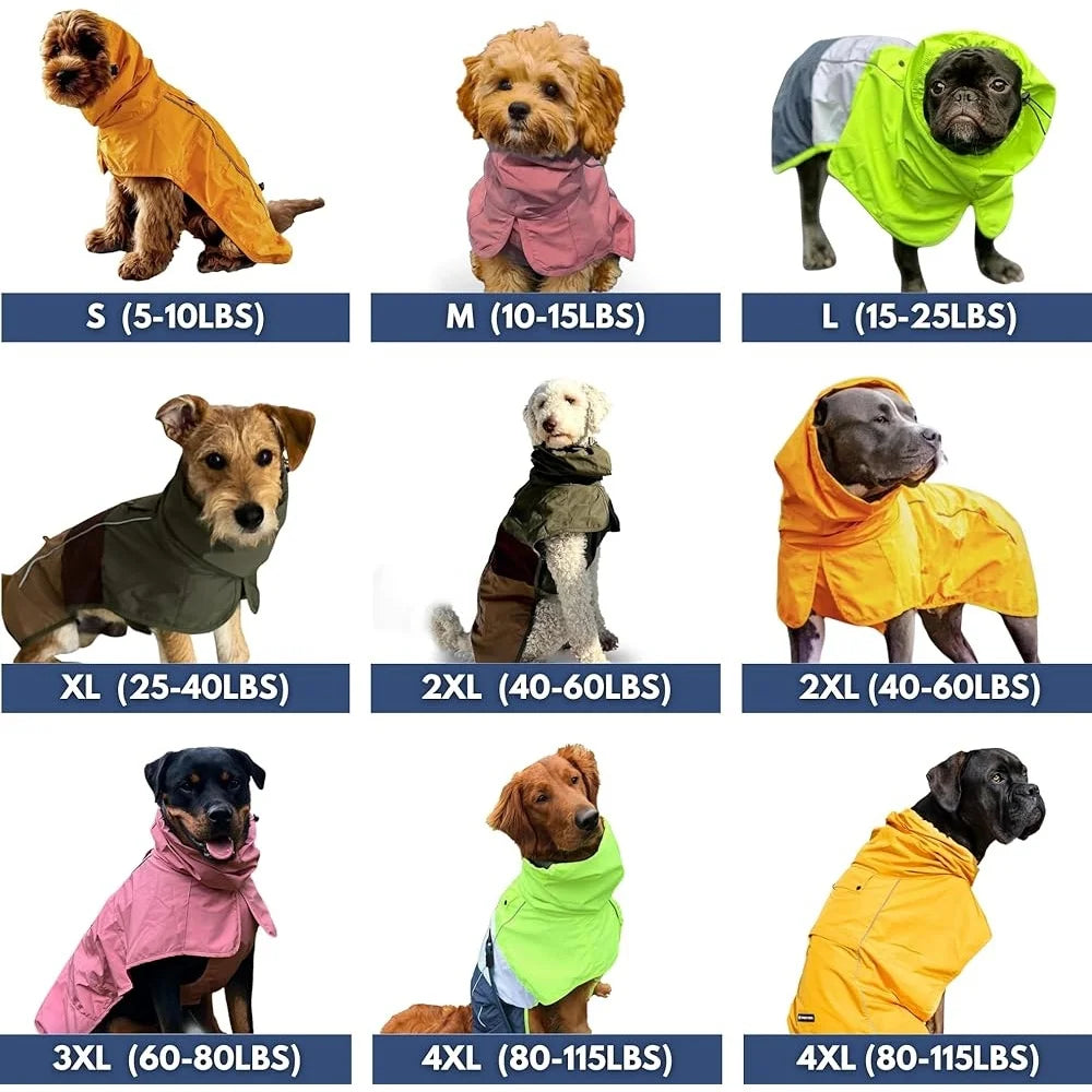 Waterproof Dog Raincoat Windproof Full-Body Jacket Small Medium Large Extra Large Dogs Reflective Breathable Adjustable Neck