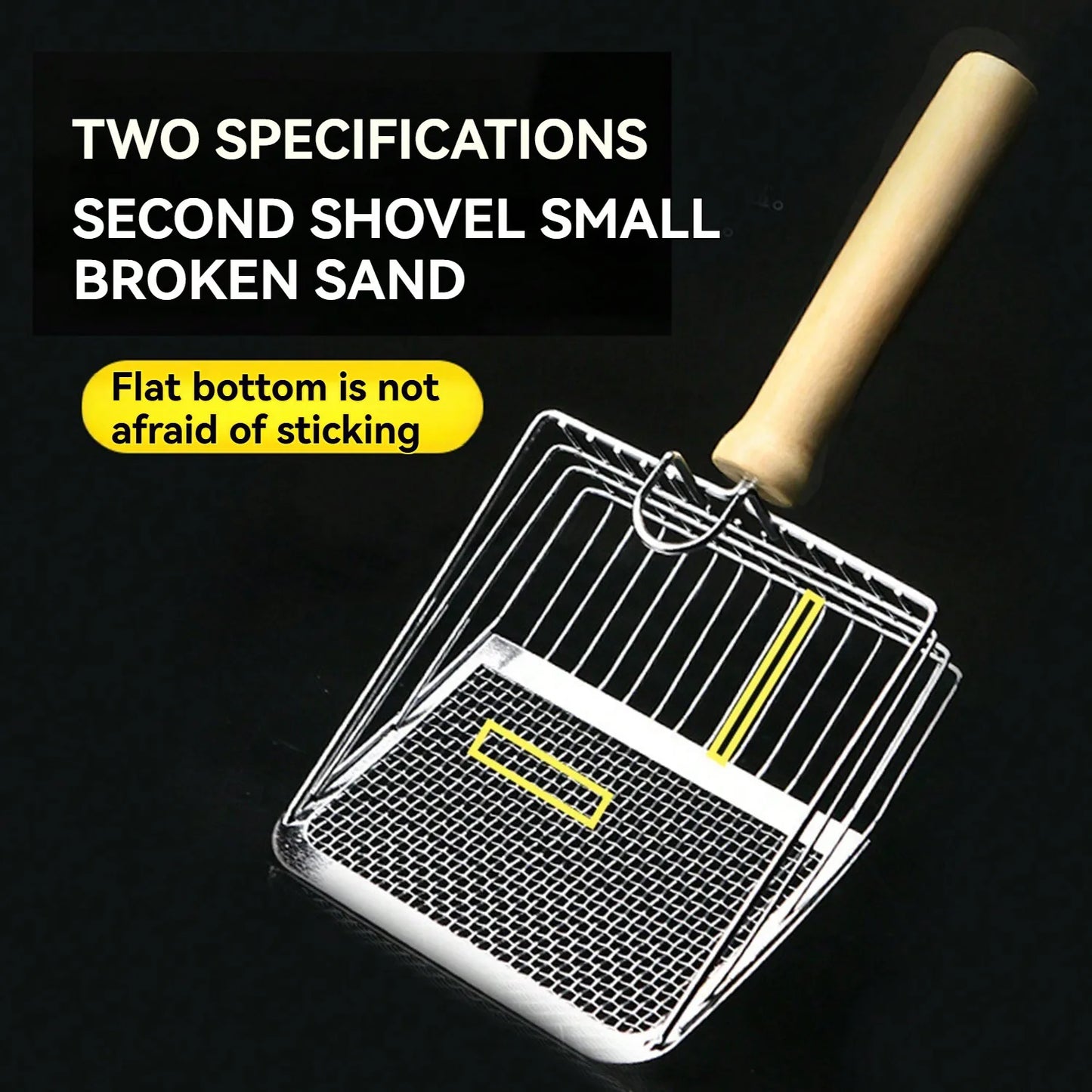 Cat Litter Scoop, Fast Sifting Cat Litter Scoop With Holder Stand, Stainless Steel Poop Scooper With Ergonomic Wood Handle