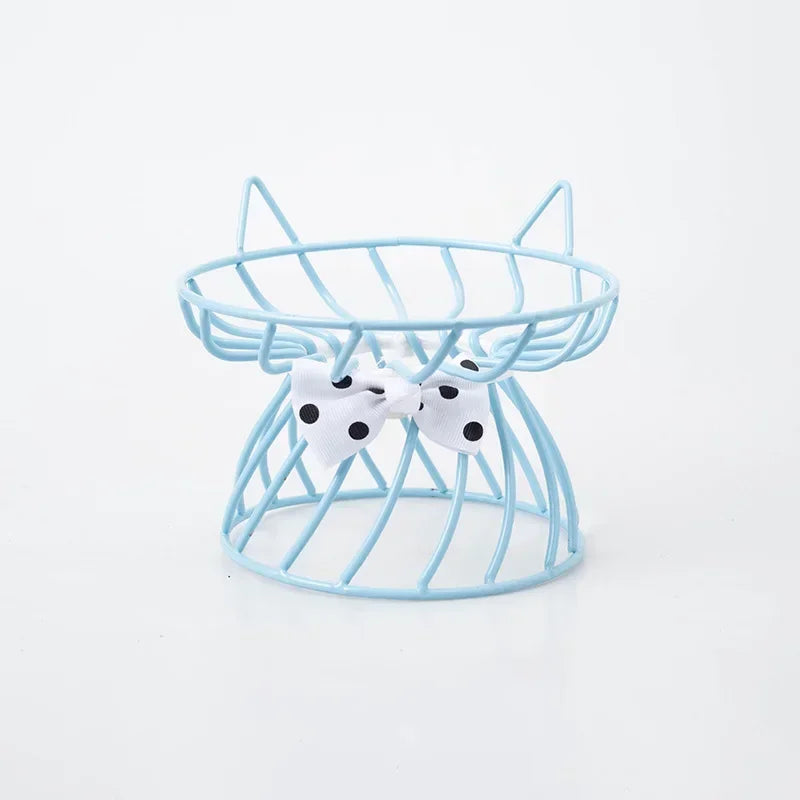Cat Bowl Ceramic High-Foot Neck Guard Food Bowl Shallow Mouth Large Caliber Pet Food Bowl