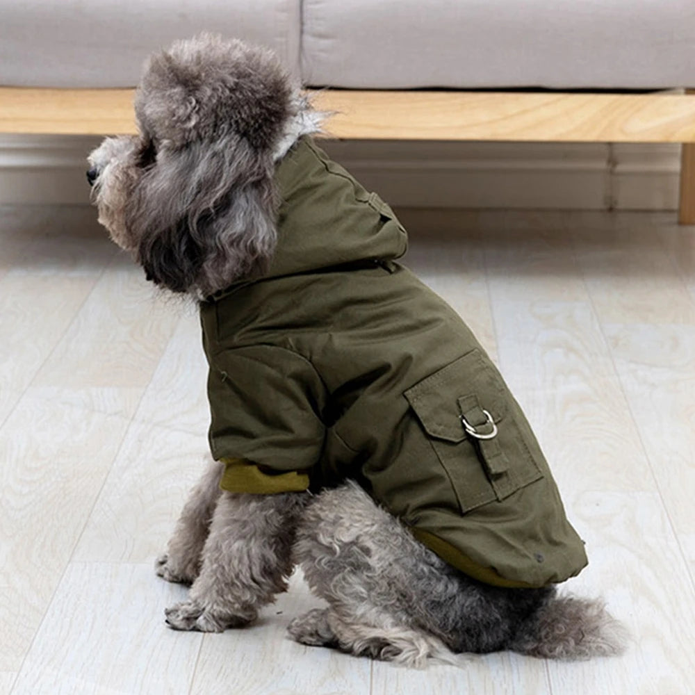 Dog Jacket With Harness Winter Heavy Hiking Coat Dog Warm Hoodie Vest Windproof Outdoor Jacket For Small Medium Large Dog