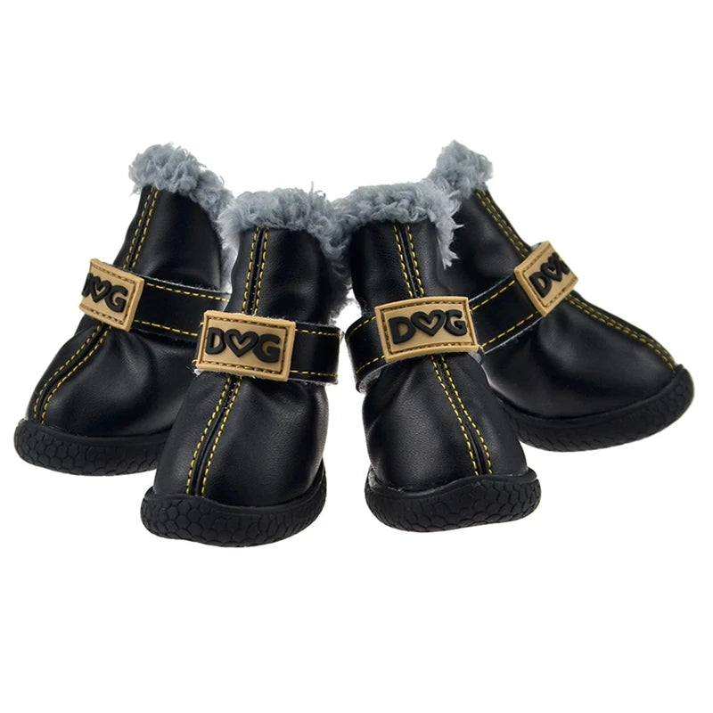 4pcs Winter Dog Shoes Waterproof Shoes For Small Medium Dogs Winter Snow Boots For Dogs Warm Chihuahua Teddy Puppy Shoes