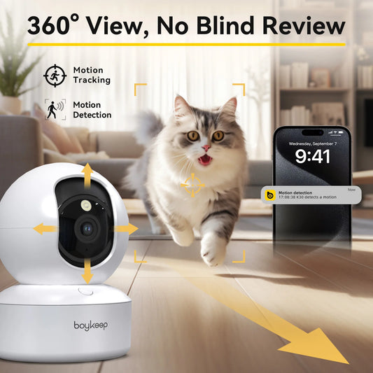 2PCS Upgrade Camera Pet & Baby Surveillance Motion Capture 5G/2.4GHz, View Remotely 360° Night Vision Pan & Tilt 2-Way A