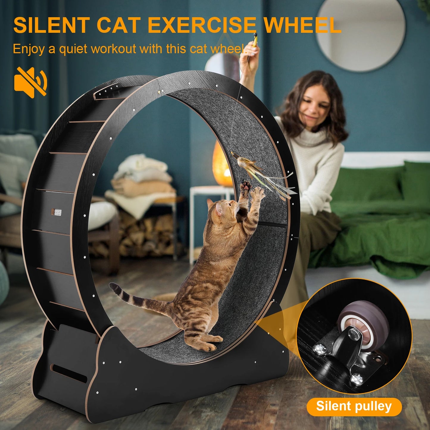 NEW Interactive Cat Mute Treadmill Cat Exercise Wheel Running Wheel Fitness Roller Cat Climbing Frame for Indoor Cat Running Toy