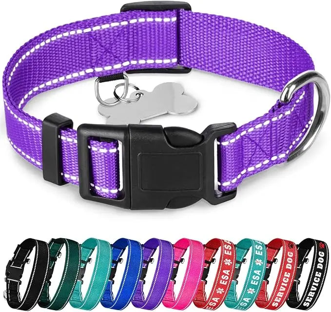 Reflective Dog Collar β Violet β S β Basic Nylon Pet Collar οΌQuick Release Buckle οΌ Fits Small, Medium and Large Dogs, Puppies