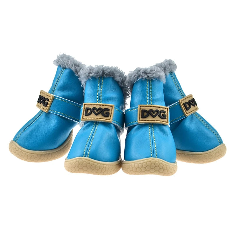 4pcs Winter Dog Shoes Waterproof Shoes For Small Medium Dogs Winter Snow Boots For Dogs Warm Chihuahua Teddy Puppy Shoes