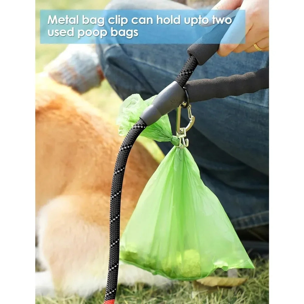 2 Pack Used Dog Poop Bag Holder for Leash, Metal Waste Bag Carrier with Carabiner Clip and Hook-and-Loop Fastener Suitable for