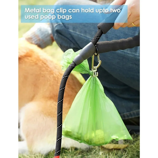 2 Pack Used Dog Poop Bag Holder for Leash, Metal Waste Bag Carrier with Carabiner Clip and Hook-and-Loop Fastener Suitable for