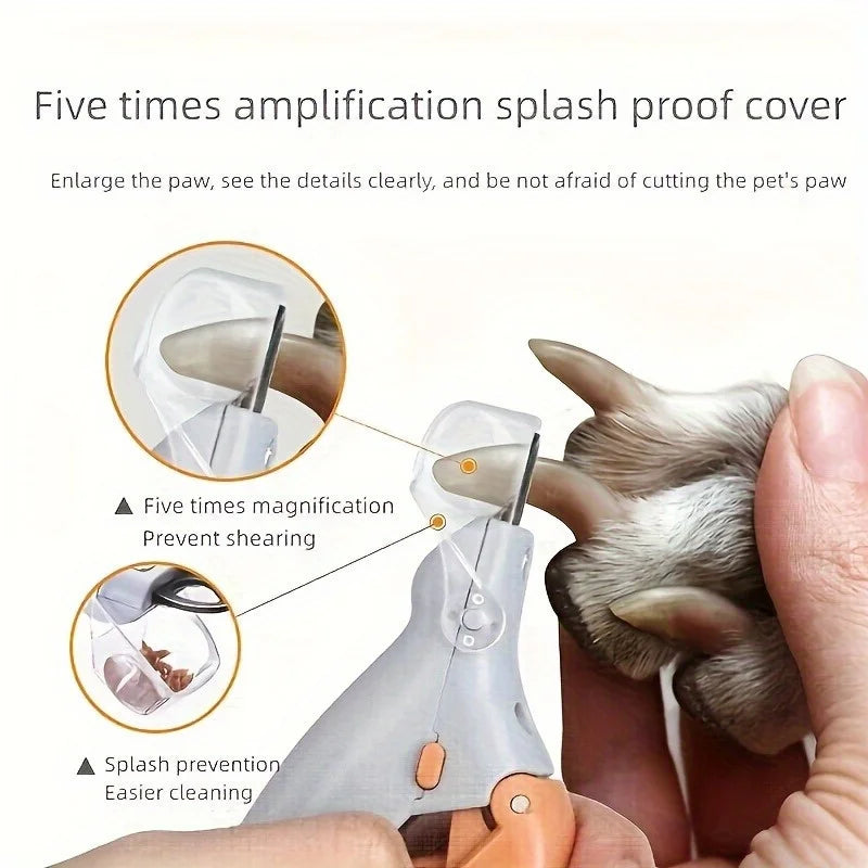 Pet Nail Clipper, Nail Trimmer for Dogs and Cats, Built-in LED Light, Steel Blades, Quick Trimming with Nail Collecto