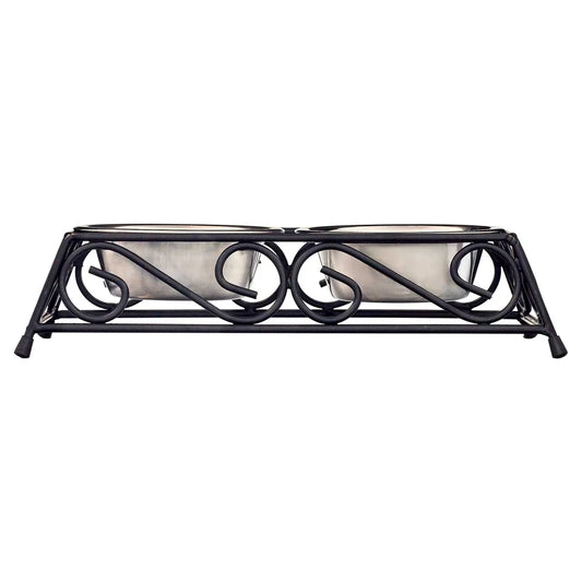 Stainless Steel Elevated Pet Food Bowl Set with Double Diner Removable Insert Rustproof Design Dogs Cats Heavy Duty