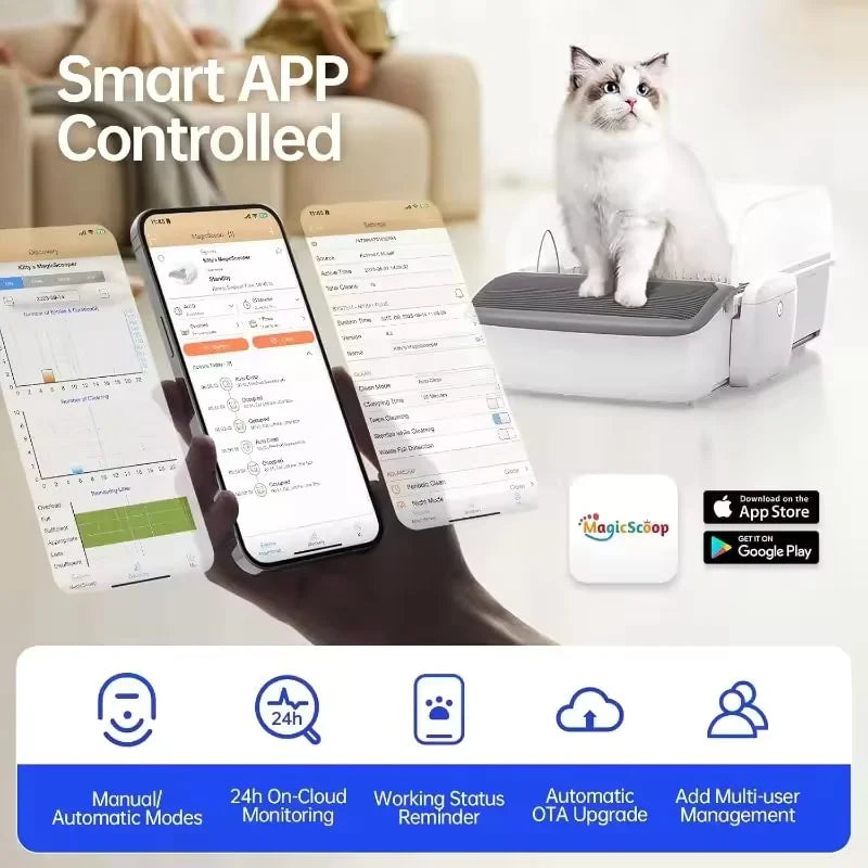 Automatic Smart Cat Litter Box Scooping Open Semi-enclosed Litter Tray Self-cleaning Cat Sandbox Cats Toilet Large Pet Supplies