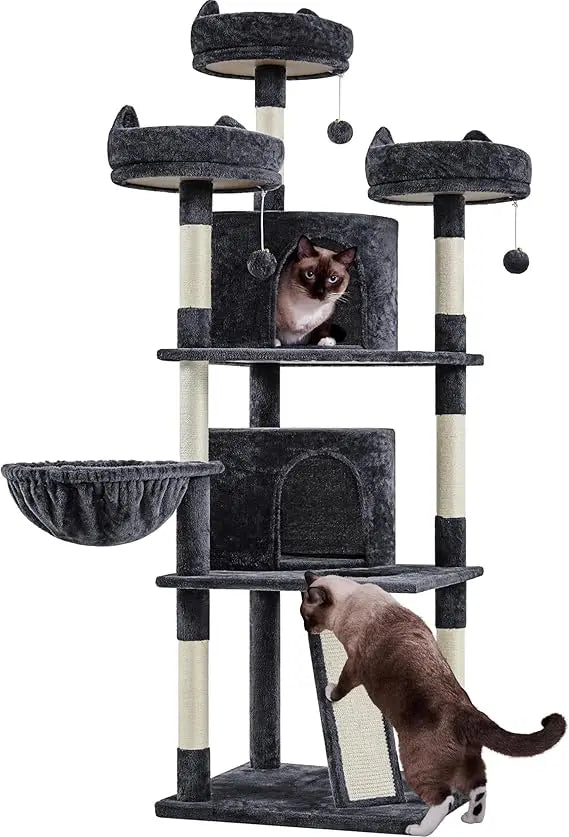 Cat Tree Cat Tower, Multilevel Cat Condo with Sisal Scratching Post as Indoor Cats Play House, Beige