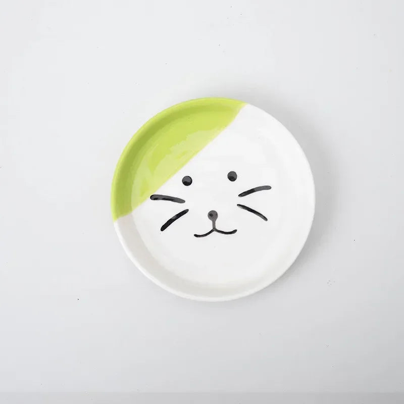 Cat Bowl Ceramic High-Foot Neck Guard Food Bowl Shallow Mouth Large Caliber Pet Food Bowl