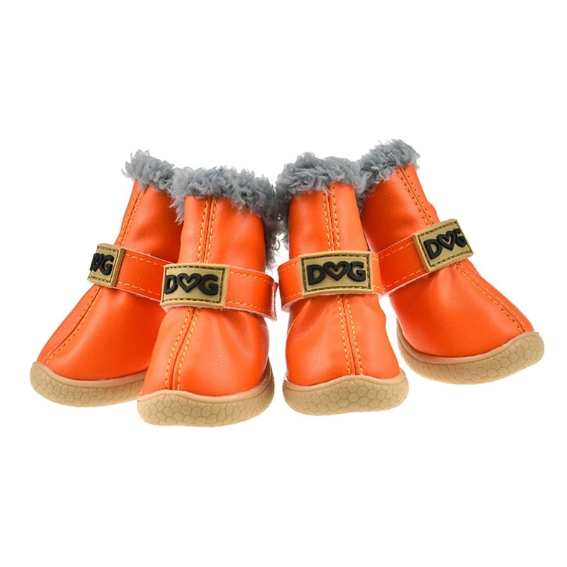 4pcs Winter Dog Shoes Waterproof Shoes For Small Medium Dogs Winter Snow Boots For Dogs Warm Chihuahua Teddy Puppy Shoes