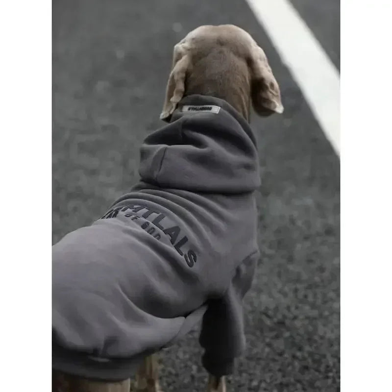 large dog clothes autumn and winter padded and thickened color blocking hooded English dog sweater