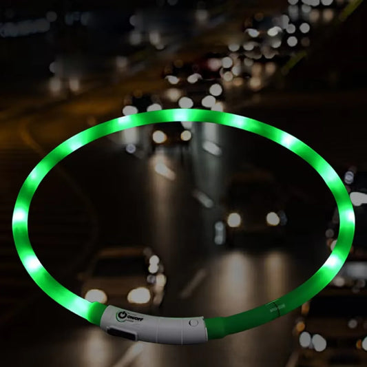 LED Light Pet Round Charging Dog Collar Usb Rechargeable Luminous Silicone Waterproof Led Dog Collar Convenient And Practical