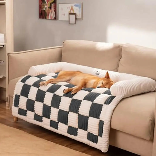 Cozy Plaid Pet Couch Cover Bed Mat Protector Dogs Cats Small Medium Large XL Sofa Shield Black Anti-Slip Easy Wash Fun Outdoor