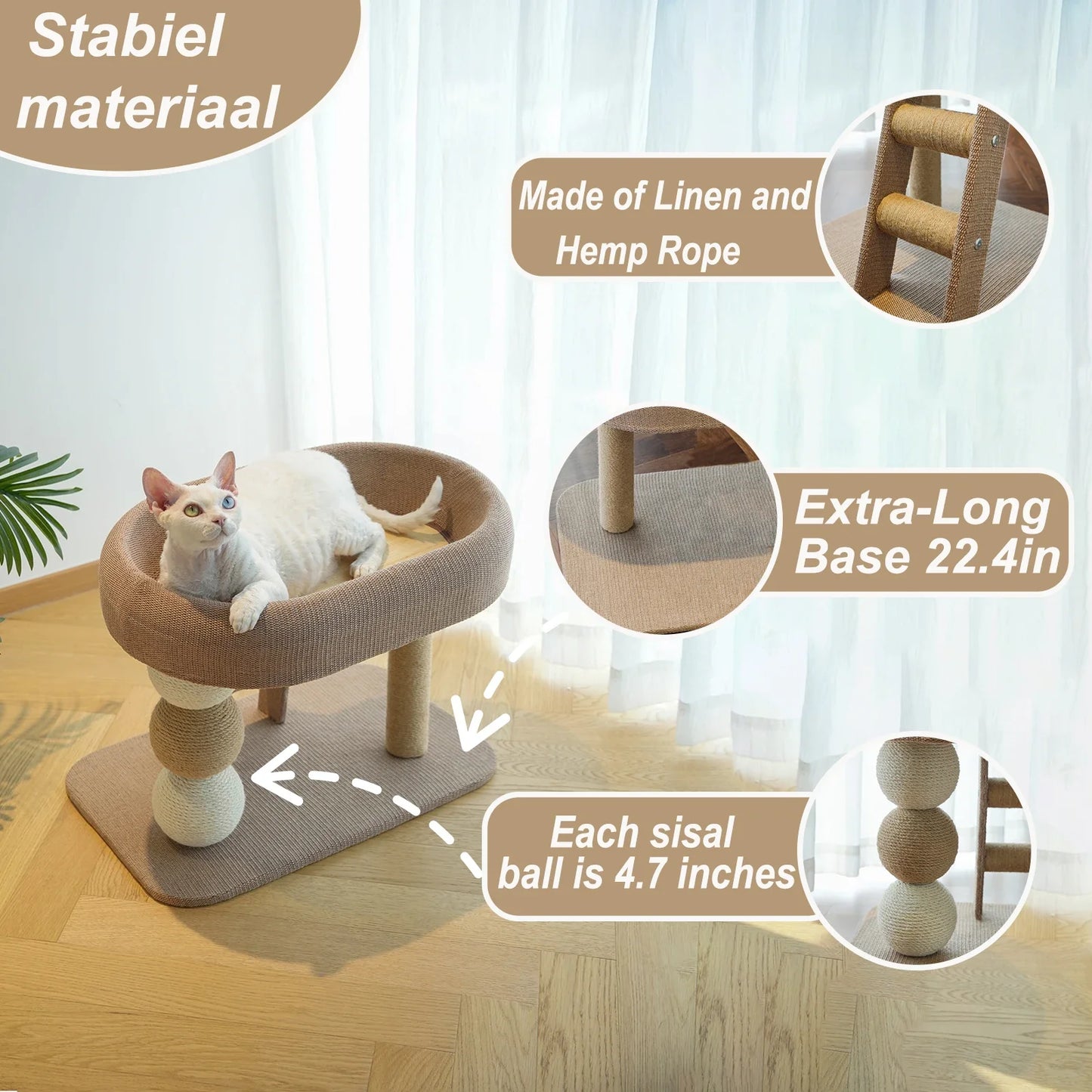 Small and Cute Cat Scratching Post, Suitable for Indoor Cats and Kittens, Sisal Scratching Board with Plush Bed Habitat, and Includes an Auxiliary Climbing Ladder