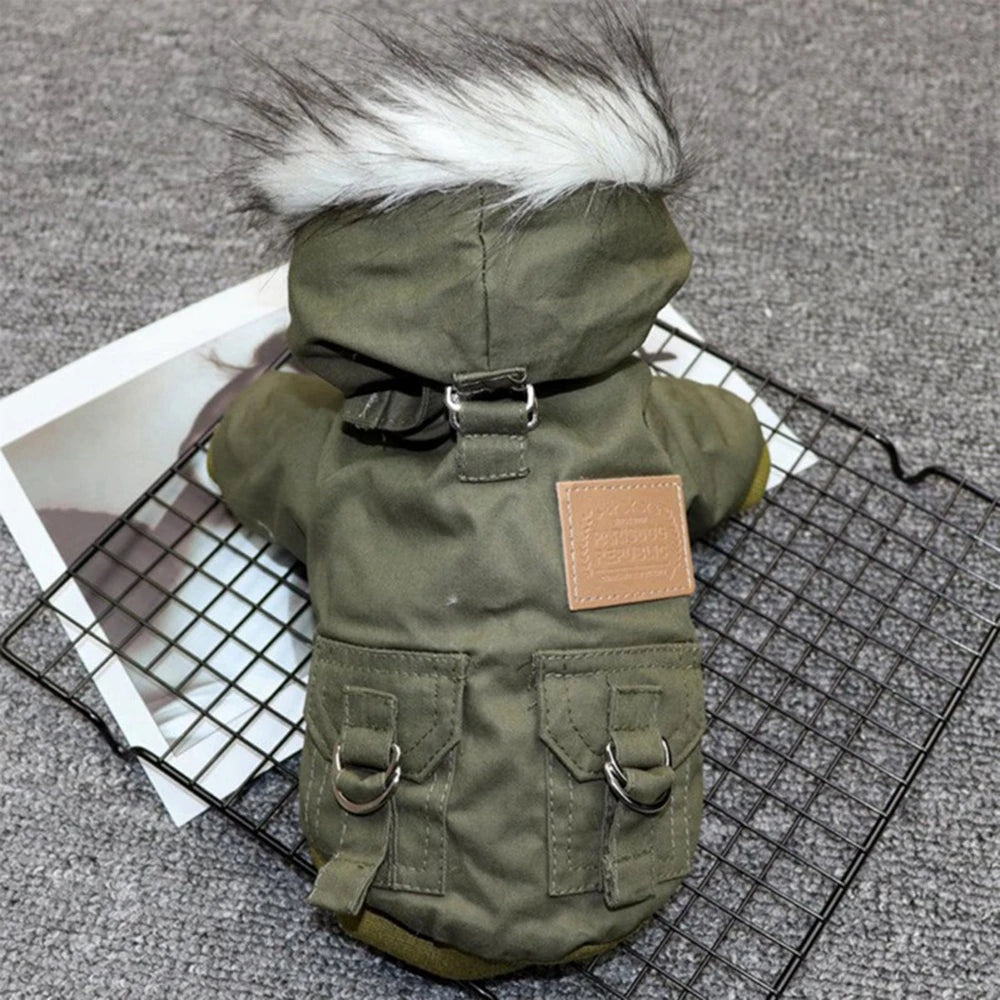 Dog Jacket With Harness Winter Heavy Hiking Coat Dog Warm Hoodie Vest Windproof Outdoor Jacket For Small Medium Large Dog