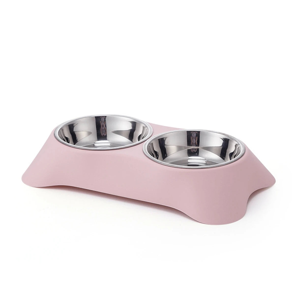 1PC Pet Stainless Steel Double Bowl Cat and Dog Bowl Cat Food Dish Dog Food Dish Anti-Spill Feeder and Waterer, Dual-Purpose Pet