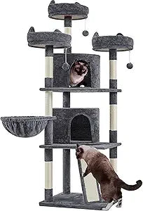 Cat Tree Cat Tower, Multilevel Cat Condo with Sisal Scratching Post as Indoor Cats Play House, Beige