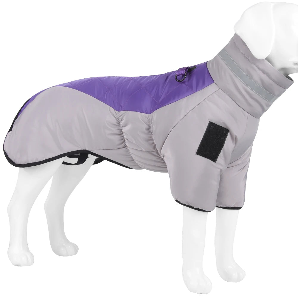 Winter Warm Dog Down Jacket Waterproof Large Dog Coat Reflection High Collar Pet Clothing for Medium Large Dogs Golden Retriever