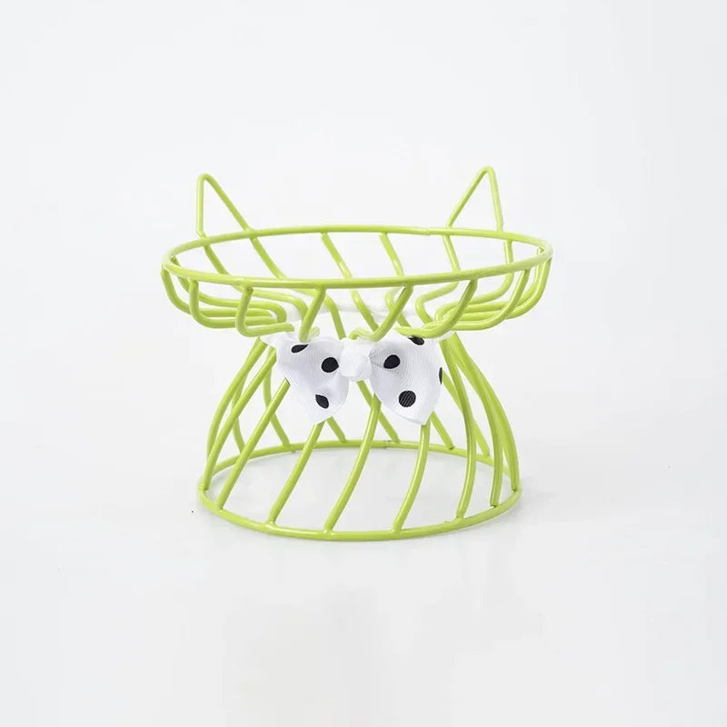Cat Bowl Ceramic High-Foot Neck Guard Food Bowl Shallow Mouth Large Caliber Pet Food Bowl