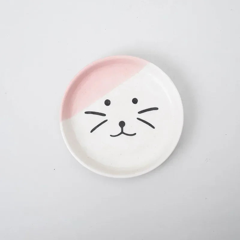 Cat Bowl Ceramic High-Foot Neck Guard Food Bowl Shallow Mouth Large Caliber Pet Food Bowl