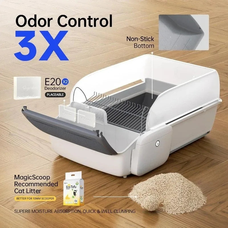 Automatic Smart Cat Litter Box Scooping Open Semi-enclosed Litter Tray Self-cleaning Cat Sandbox Cats Toilet Large Pet Supplies