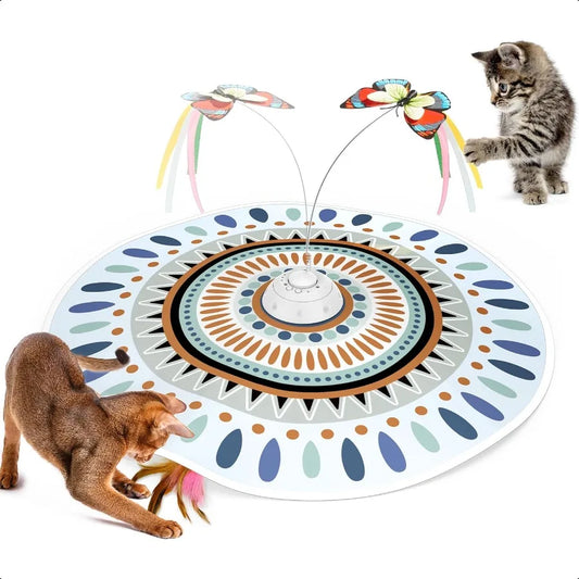Cat Toys Chargeable 3in1 Hide and Seek for Kittens Interactive Automatic Play Fluttering Butterfly Moving Wand Feather Indoor K