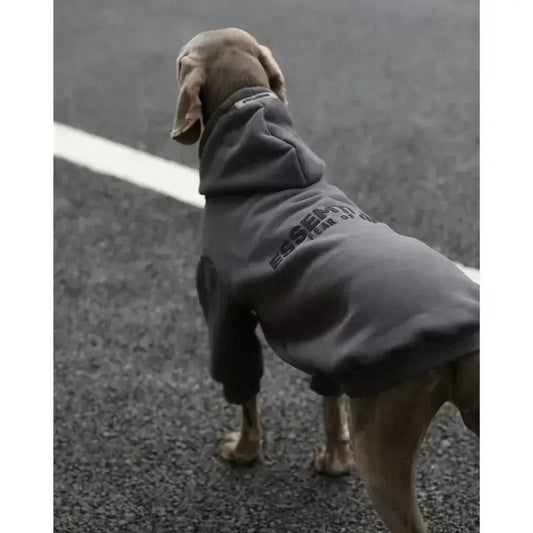 large dog clothes autumn and winter padded and thickened color blocking hooded English dog sweater