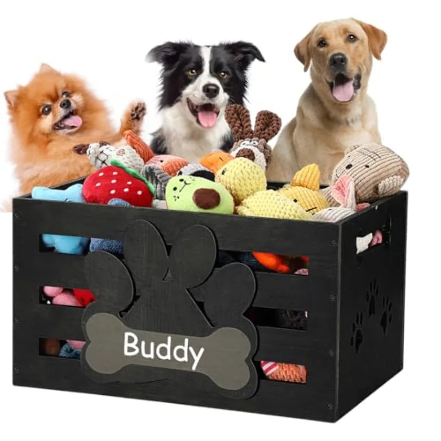 Large Wooden Dog Toy Storage Basket